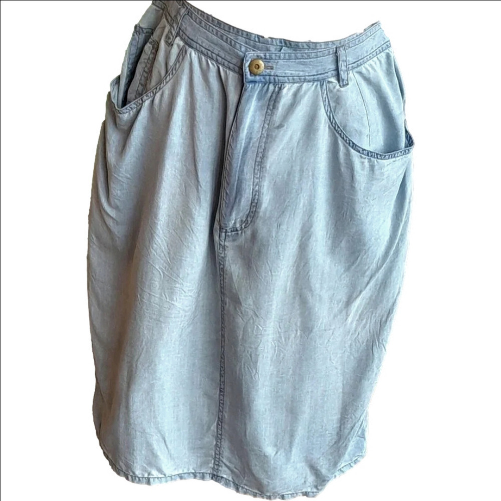 Go Silk for L' Zinger Silk Jean Skirt Vintage